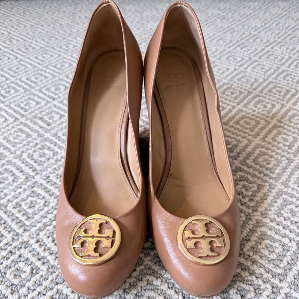Tory Burch Tan Leather Women's Wedge Heels